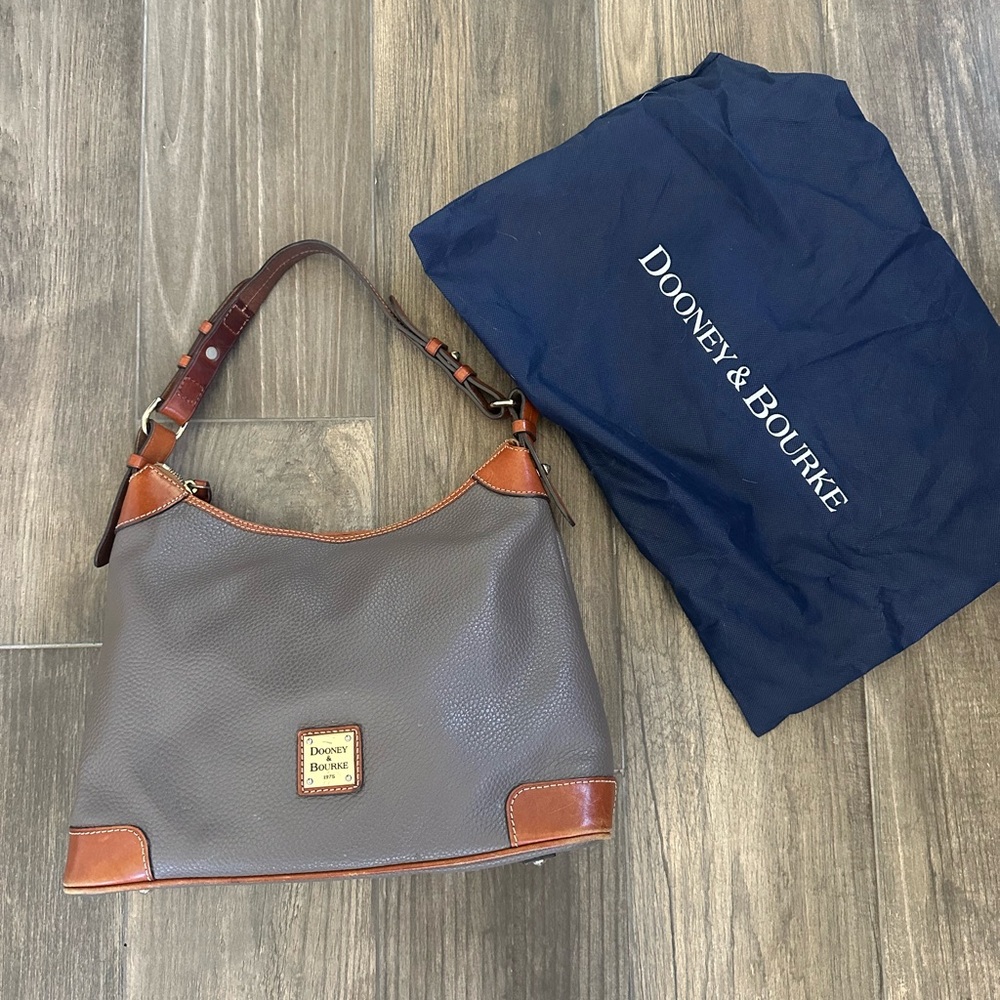 Dooney & Bourke Pebble Grain Hobo purse shoulder bag elephant grey